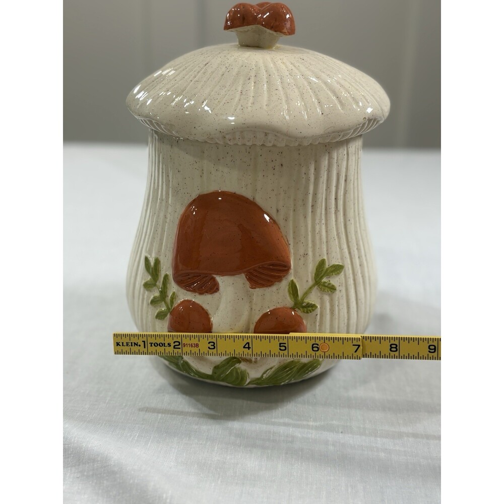 Vtg Arnel's Ceramic Mushroom Lidded Kitchen Jar / Canister -11”Including Lid - Picture 5 of 14